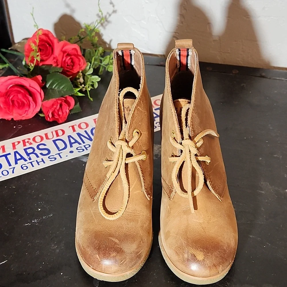 SPERRY Women's Harlow Burnished Leather Wedge Bootie 6
